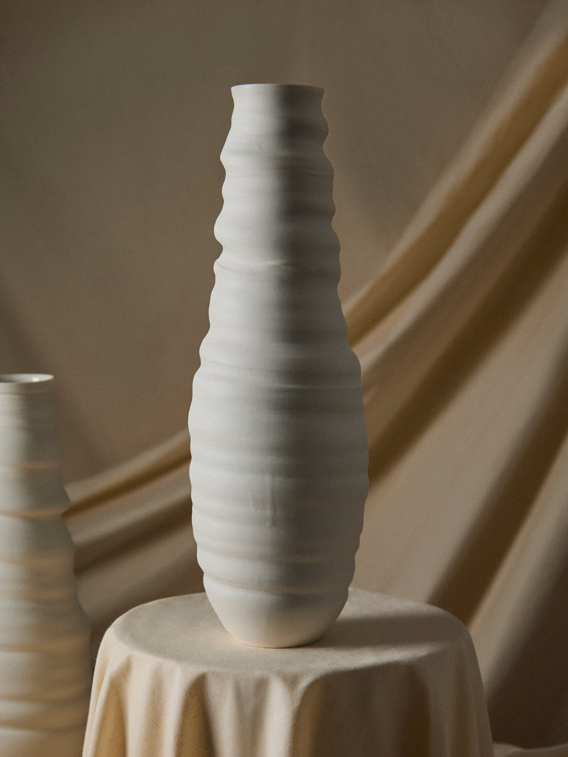 Johanne Coker - No. 8 Hand-Thrown Porcelain Vase (18in/46cm) - White - ABASK