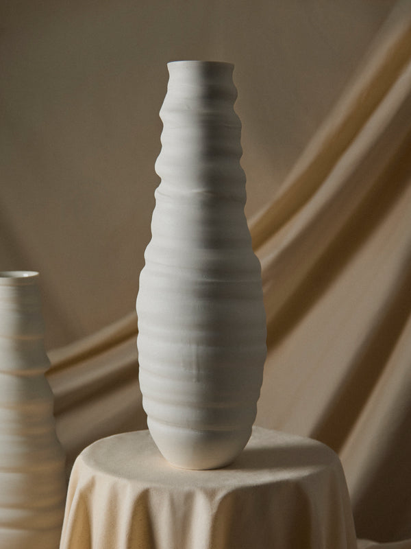 Johanne Coker - No. 8 Hand-Thrown Porcelain Vase (18in/46cm) - White - ABASK