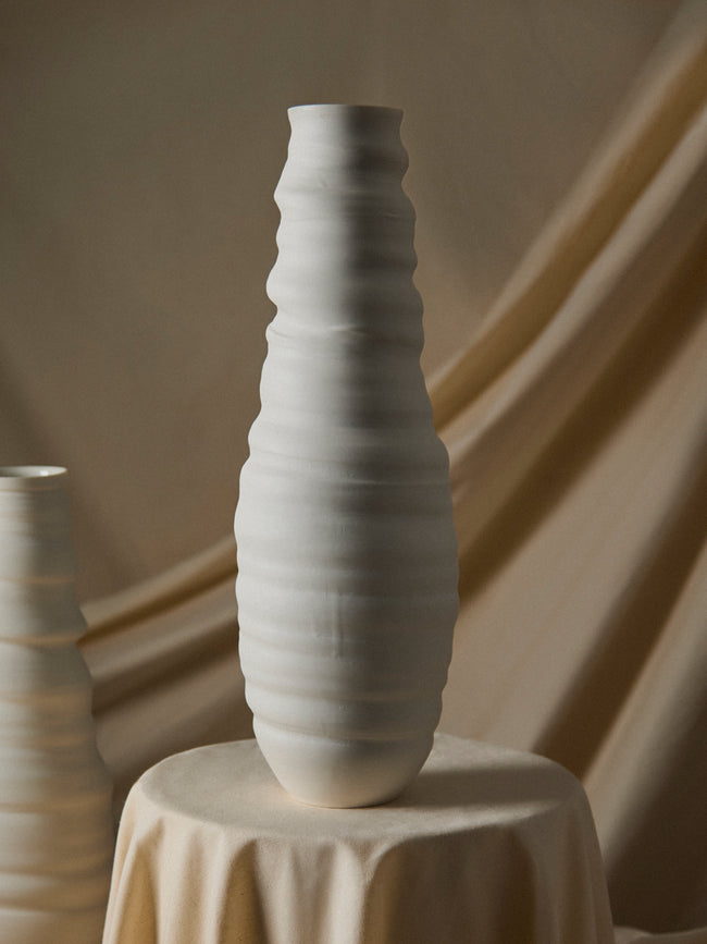 Johanne Coker - No. 8 Hand-Thrown Porcelain Vase (18in/46cm) - White - ABASK