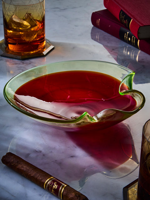 Antique and Vintage - Mid-Century Murano Glass Ashtray - Red - ABASK