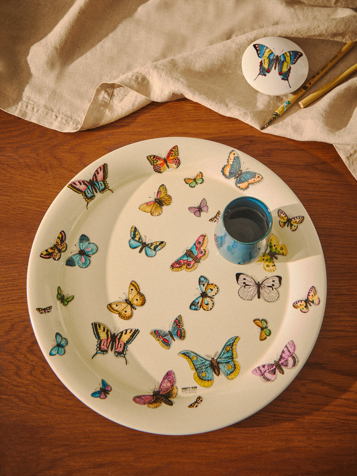 Fornasetti - Farfalle Iron Tray (15.5in/40cm) - Multiple - ABASK