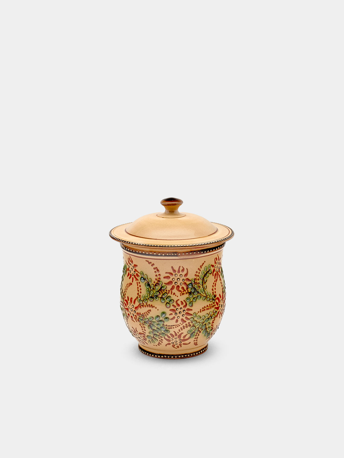 Poterie d’Évires - Flowers Hand-Painted Ceramic Mini Lidded Pot - Cream - ABASK - 