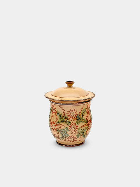 Poterie d’Évires - Flowers Hand-Painted Ceramic Mini Lidded Pot - Cream - ABASK - 