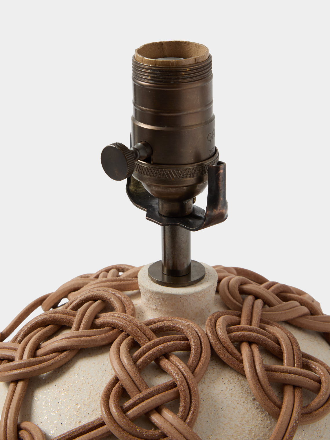 Aimee Betts - Orb Earthenware and Leather Table Lamp - Cream - ABASK