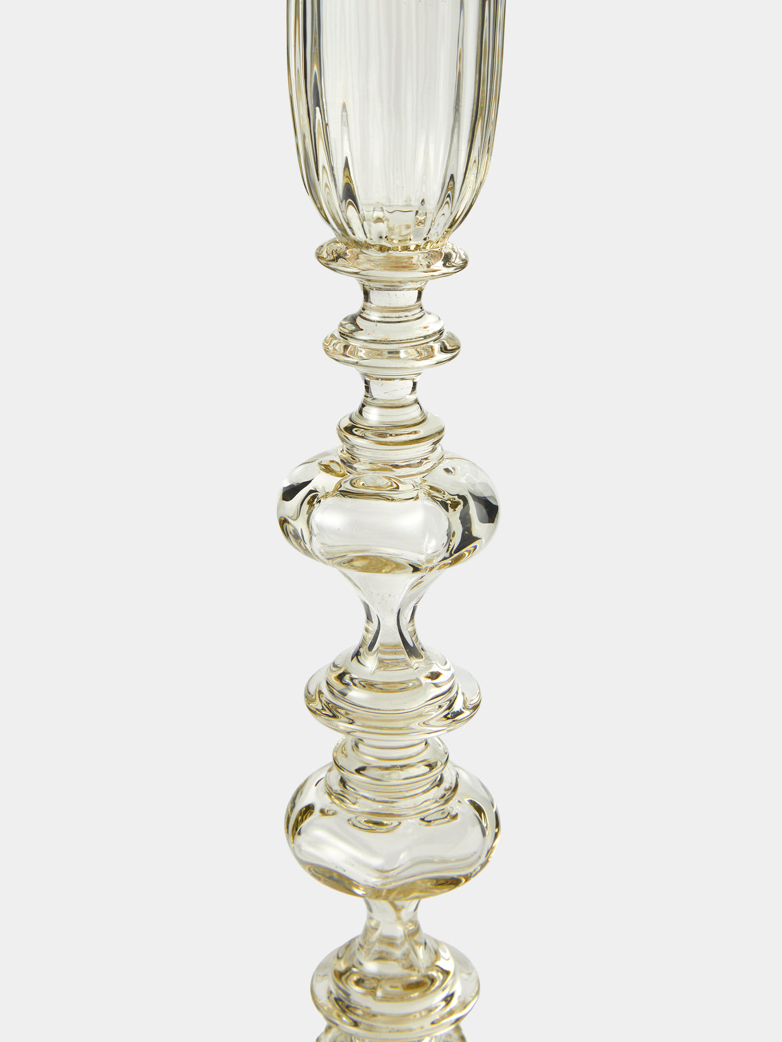 Bollenglass - Hand-Blown Glass Medium Candlestick - Smoke - ABASK