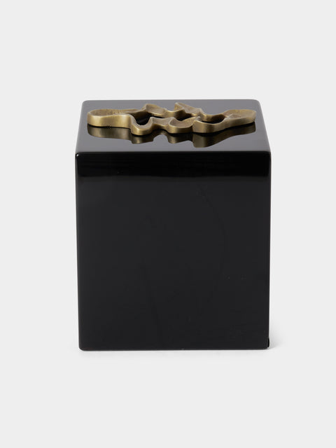 Viya - Saffron Lacquered Wood Tissue Box - Black - ABASK - 