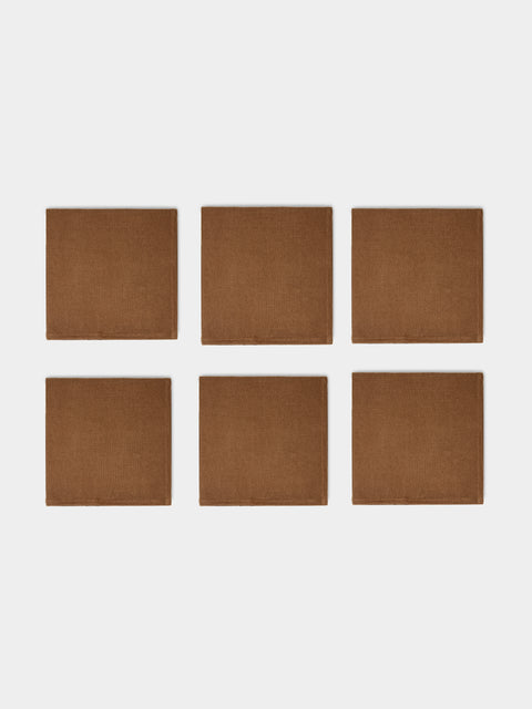 Libeco - Hudson Handwoven Linen Napkins (Set of 6) - Brown - ABASK - 