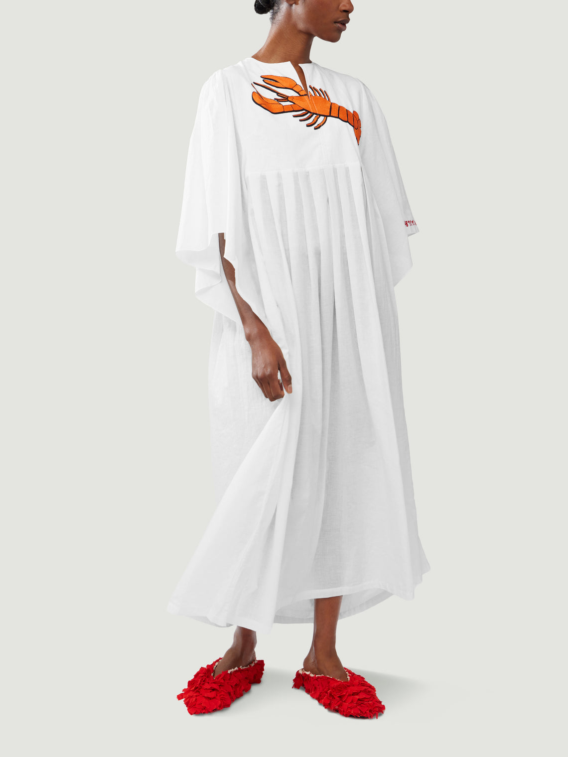 Kilometre Paris - Lobster Embroidered Cotton Dress | One Size - White - ABASK
