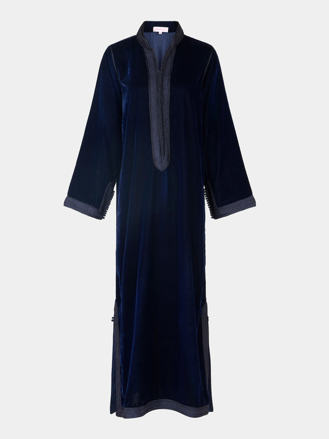 Muzungu Sisters - Alia Hand-Embroidered Velvet Dress - Navy - ABASK - 