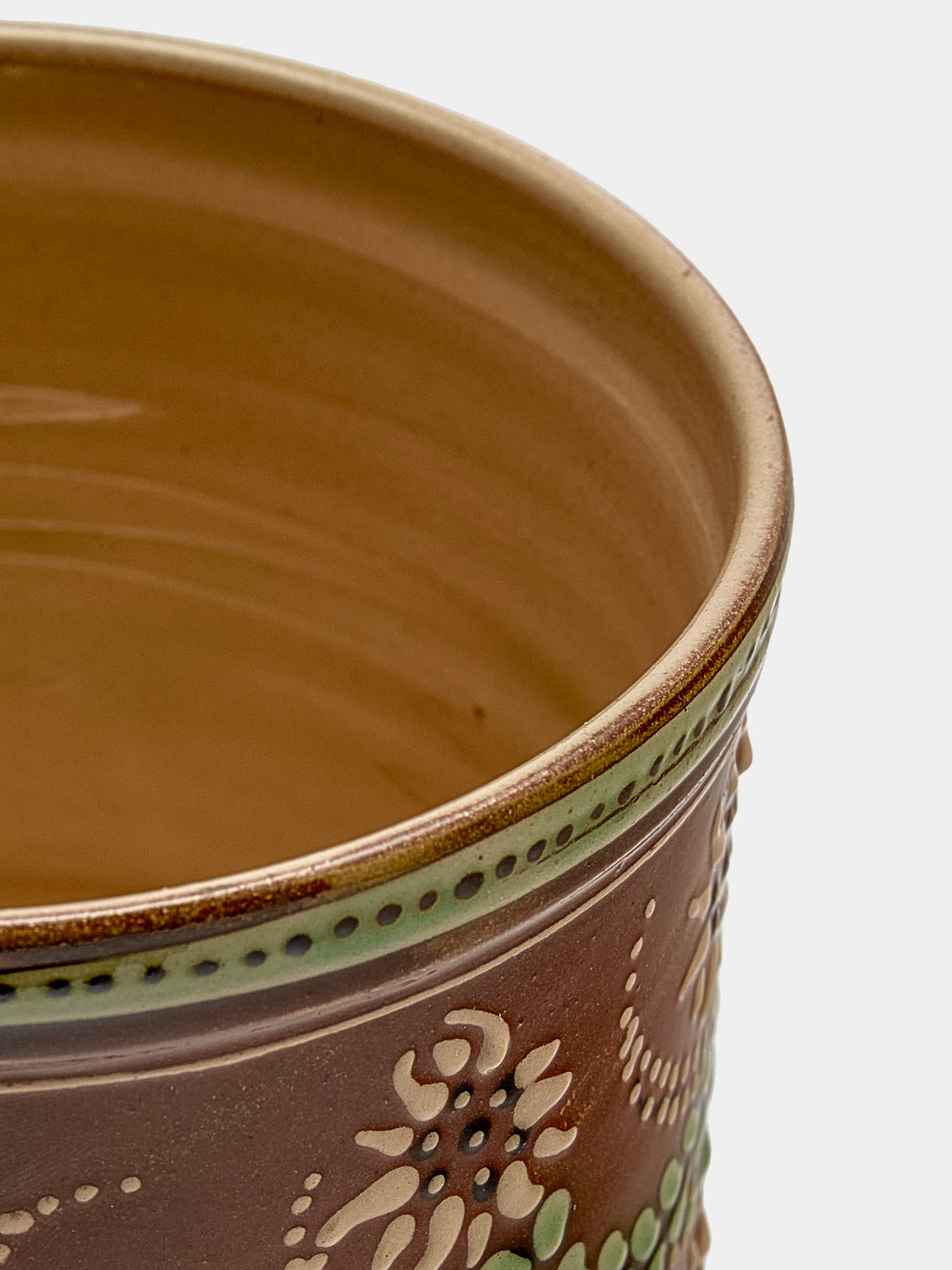 Poterie d’Évires - Flowers Hand-Painted Ceramic Medium Lidded Pot - Light brown - ABASK