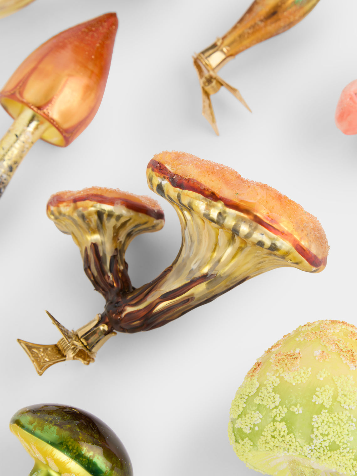 ABASK Decorations - Psychedelic Mushrooms Hand-Blown Glass Clip-On Tree Decorations (Set of 8) - Multiple - ABASK