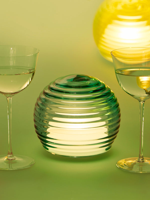 Green Wolf Lighting - Verde Smeraldo Curve Hand-Blown Murano Glass Portable Table Light - Green - ABASK