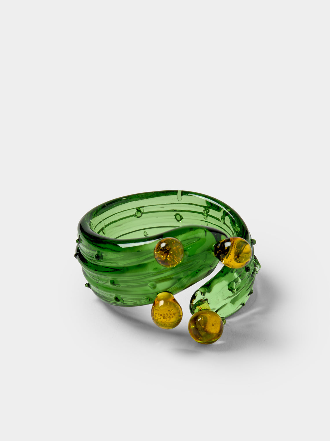 Casarialto - | Set of 6 | Cacti Hand-Blown Glass Napkin Rings - Green - ABASK