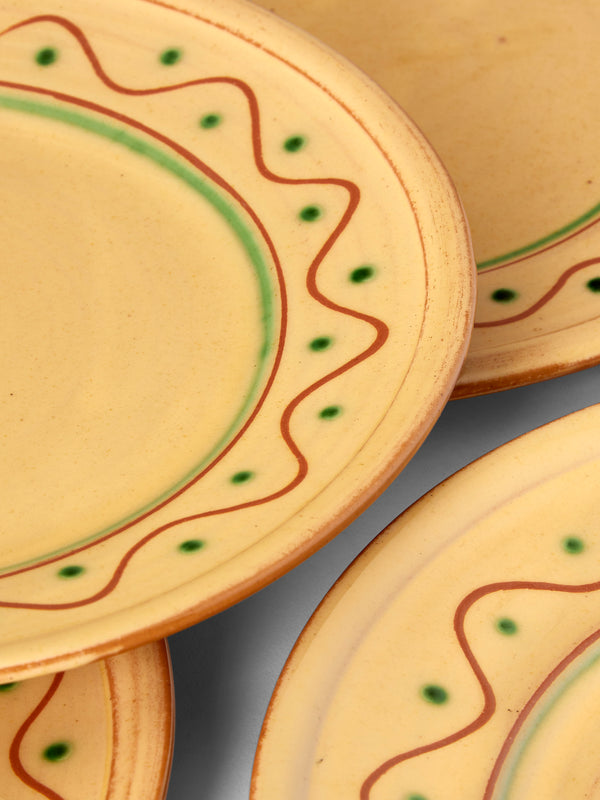 Poterie de Cliousclat - Hand-Painted Slipware Dinner Plates – 10in/25.5cm (Set of 4) - Beige - ABASK