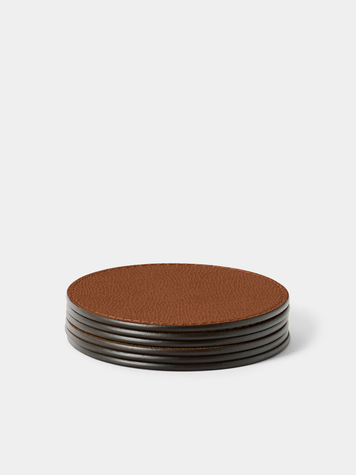 Giobagnara - Tao Leather Coasters (Set of 6) - Brown - ABASK - 