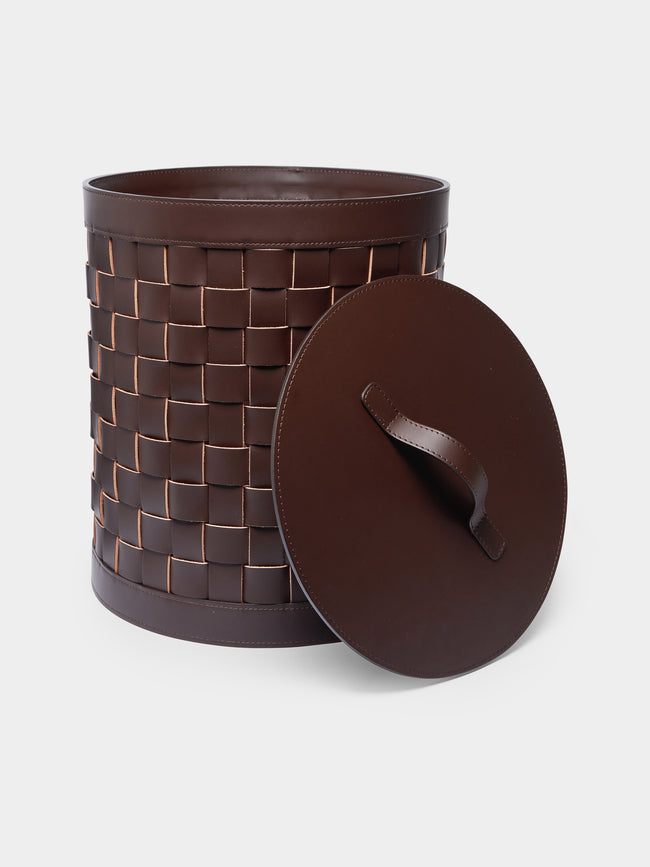 Riviere - Woven Leather Laundry Basket -  - ABASK