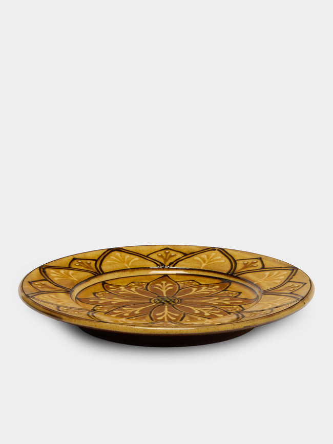 Fitch & McAndrew - Dahlias Slipware Serving Plate (13.4in/34cm) - Yellow - ABASK - 