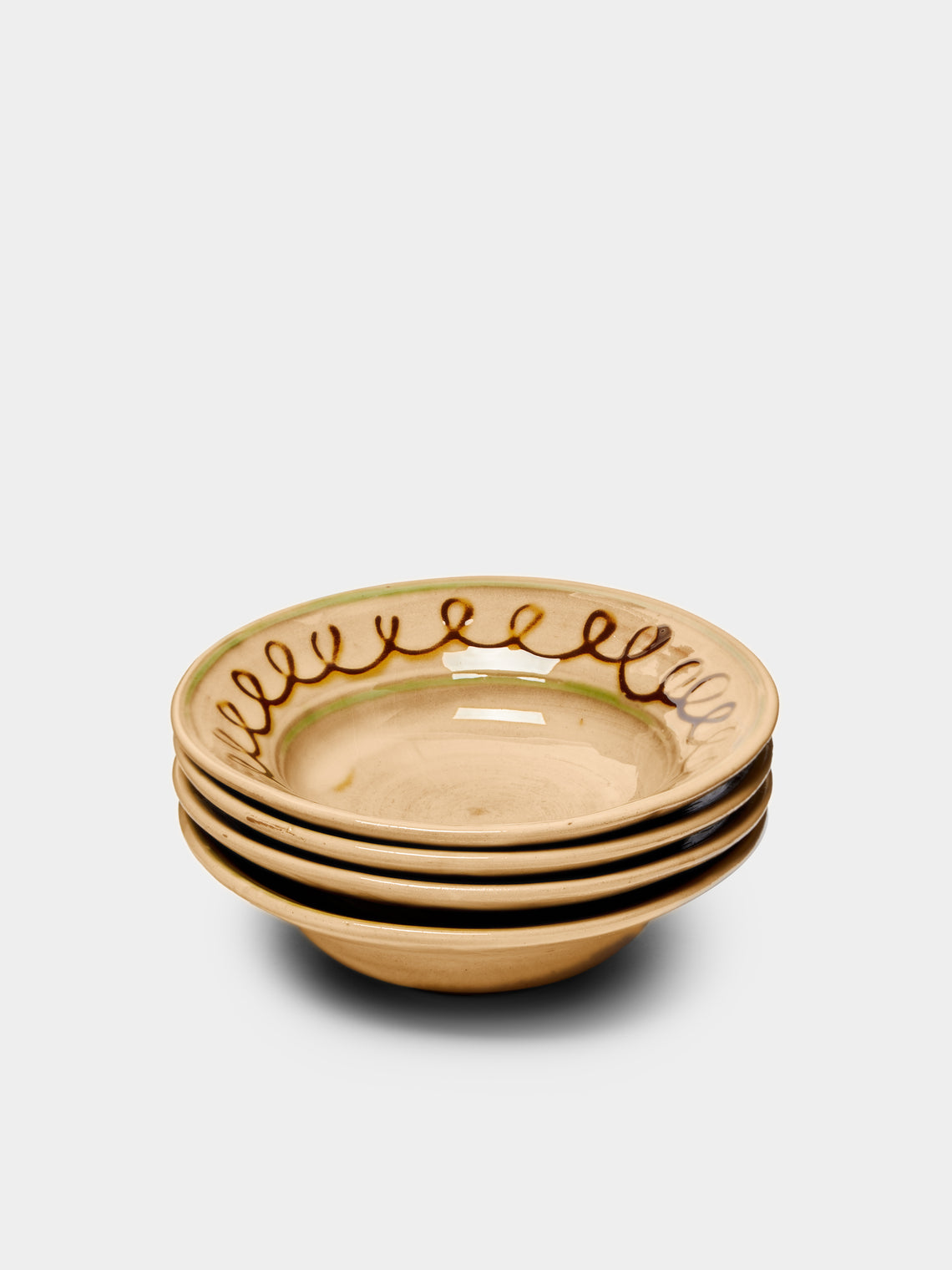 Poterie de Cliousclat - Hand-Painted Slipware Small Bowls (Set of 4) - Beige - ABASK