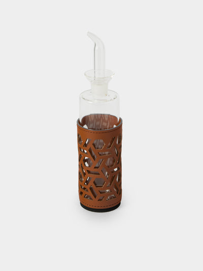 RUDI - Zenit Leather and Glass Vinegar Holder - Brown - ABASK - 