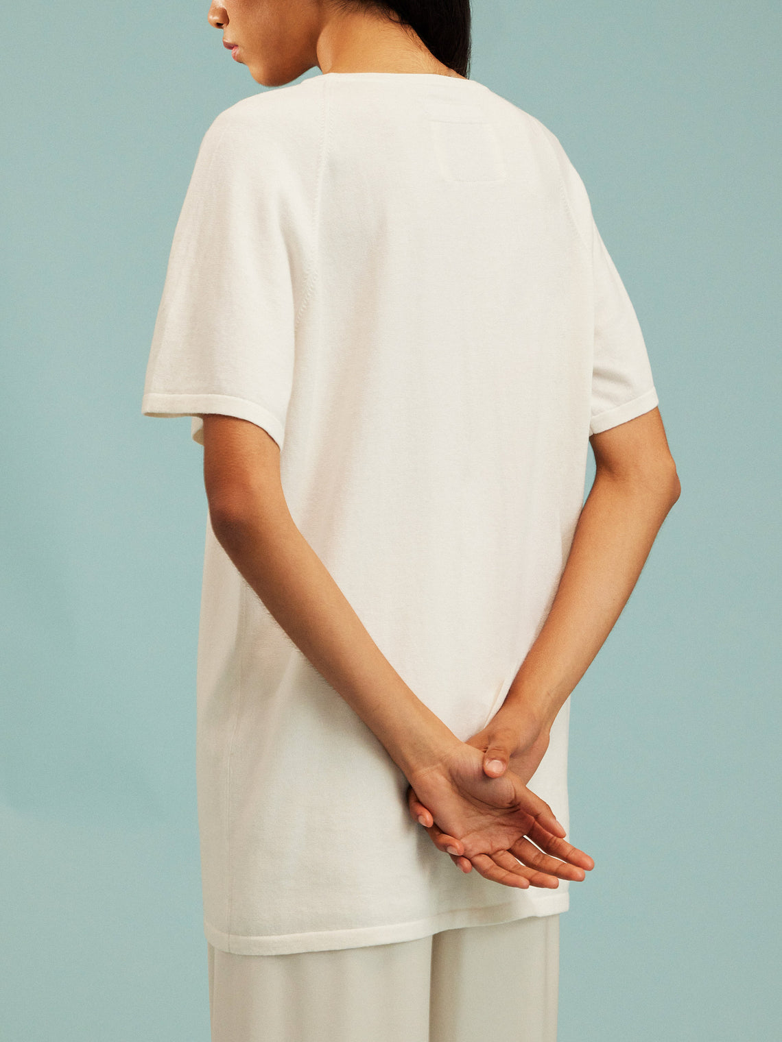 Frenckenberger - Women’s Cashmere and Cotton Raglan T-Shirt - White - ABASK