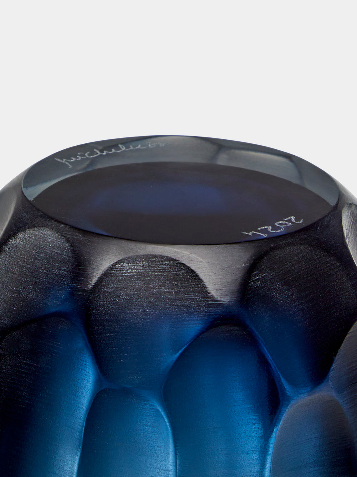 Micheluzzi Glass - Rullo Oceano Bamboo Hand-Blown Murano Glass Vase (4.5in/11cm) - Navy - ABASK