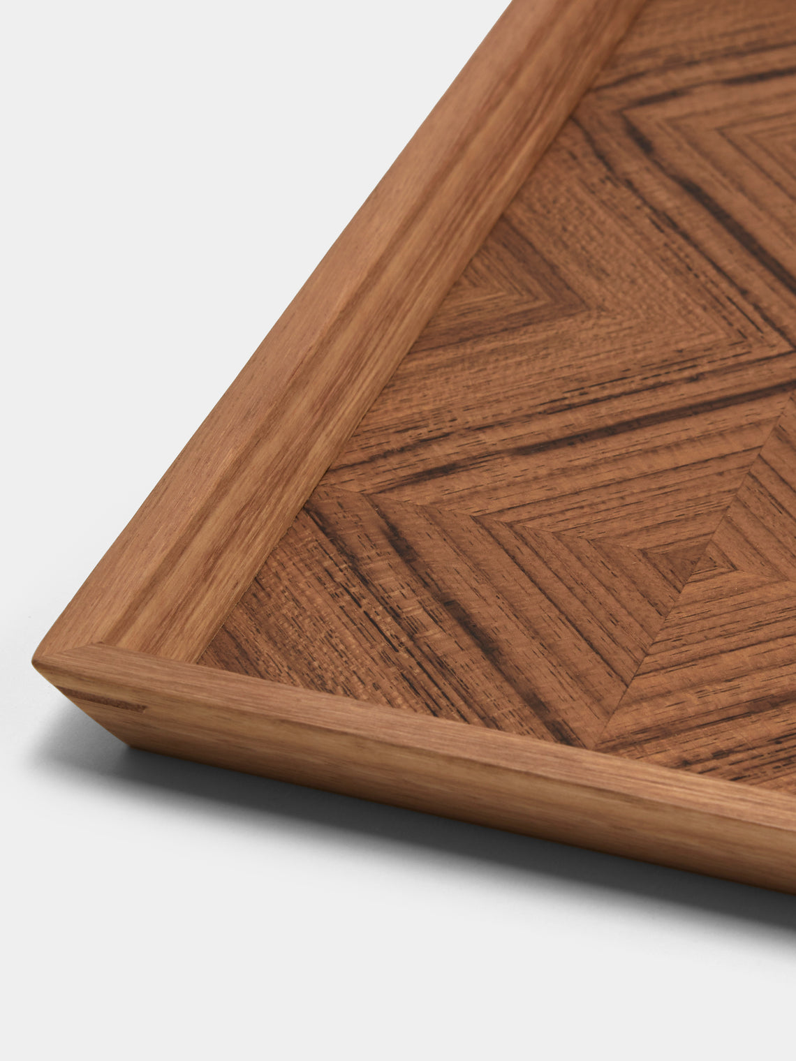 Mori Kougei - Poke Marquetry Wood Tray (15in/38.5cm) - Brown - ABASK