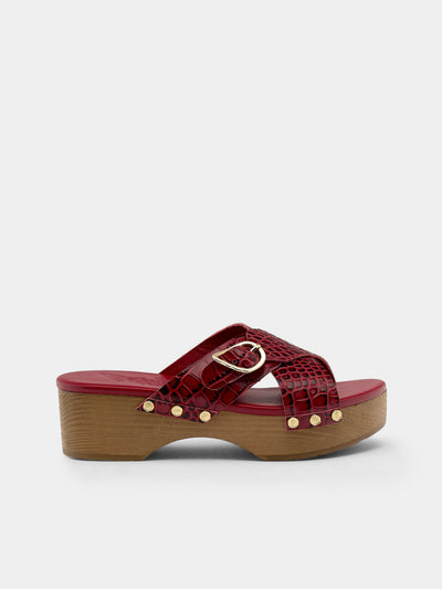 Ancient Greek Sandals - Marilisa Leather Clogs | Size: 36 - Burgundy - ABASK - 