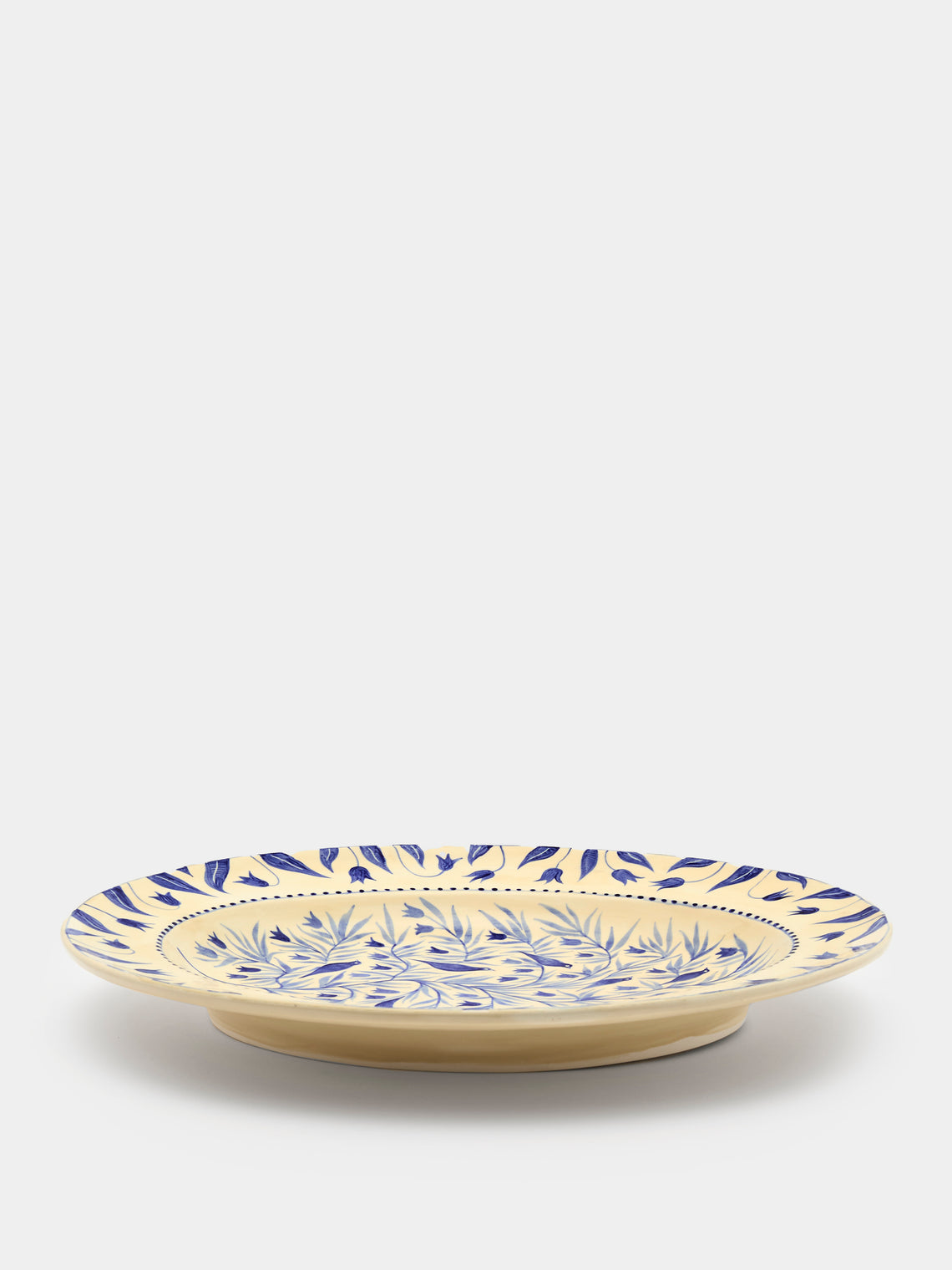 Rosanna Corfe - Birds and Bluebells Hand-Painted Ceramic Oval Platter - Cream - ABASK