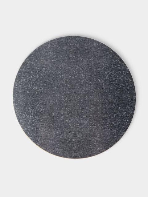 HestiaLiving - | Set of 4 | Prestige Faux Shagreen Placemats - Gray - ABASK - 