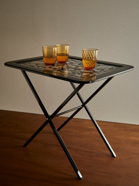 Fornasetti - Leather and Wood Tray Holder - Black - ABASK