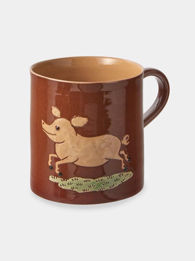 Poterie d’Évires - Animals Hand-Painted Ceramic Mugs (Set of 4) - Light Brown - ABASK