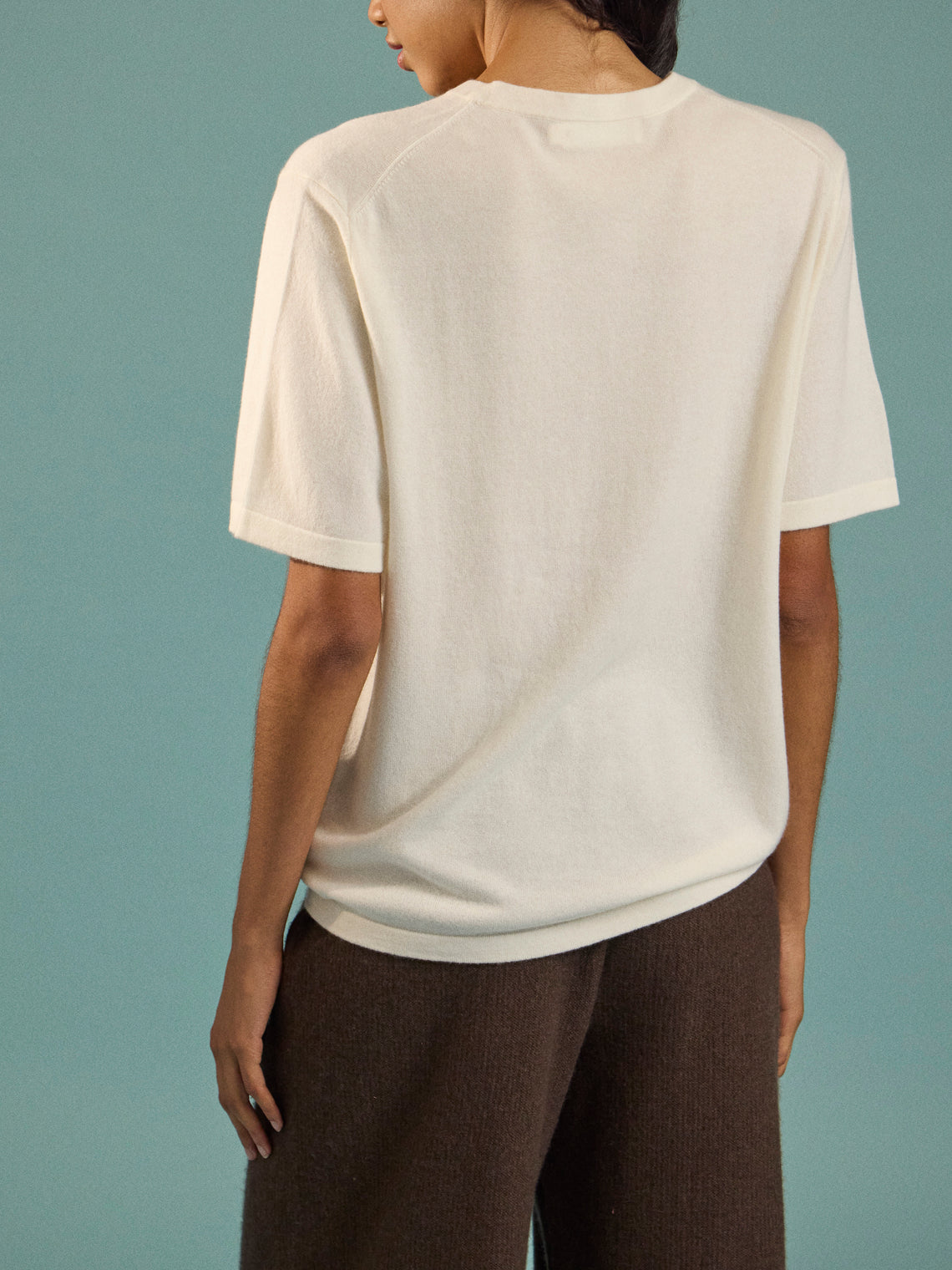 Arch4 - Golden Baby Goat Cashmere Oversized T-Shirt | Size: S - Cream - ABASK