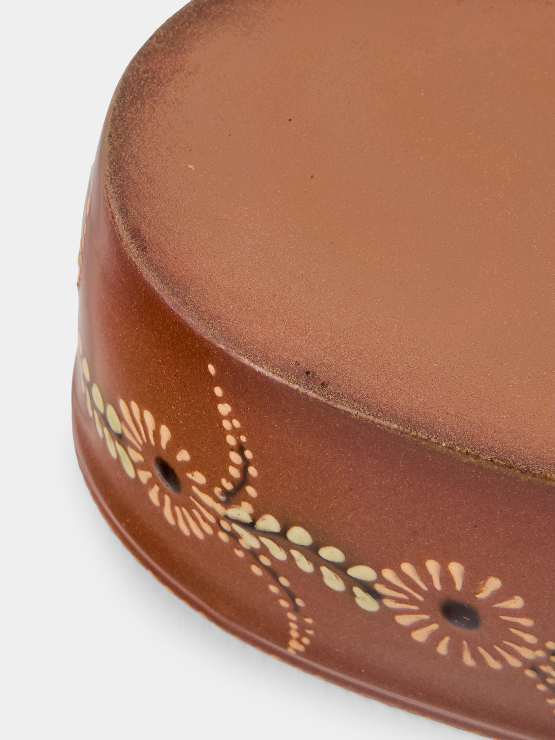 Poterie d’Évires - Flowers Hand-Painted Ceramic Mini Oval Dish - Light Brown - ABASK