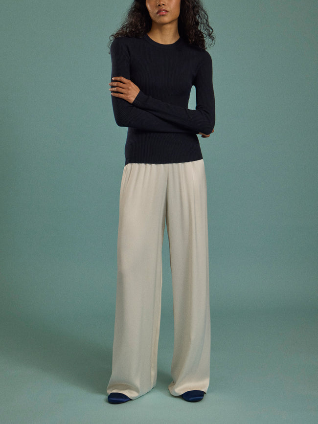 Arch4 - Celeste Baby Goat Cashmere Long-Sleeved Top | Size: S - Navy - ABASK