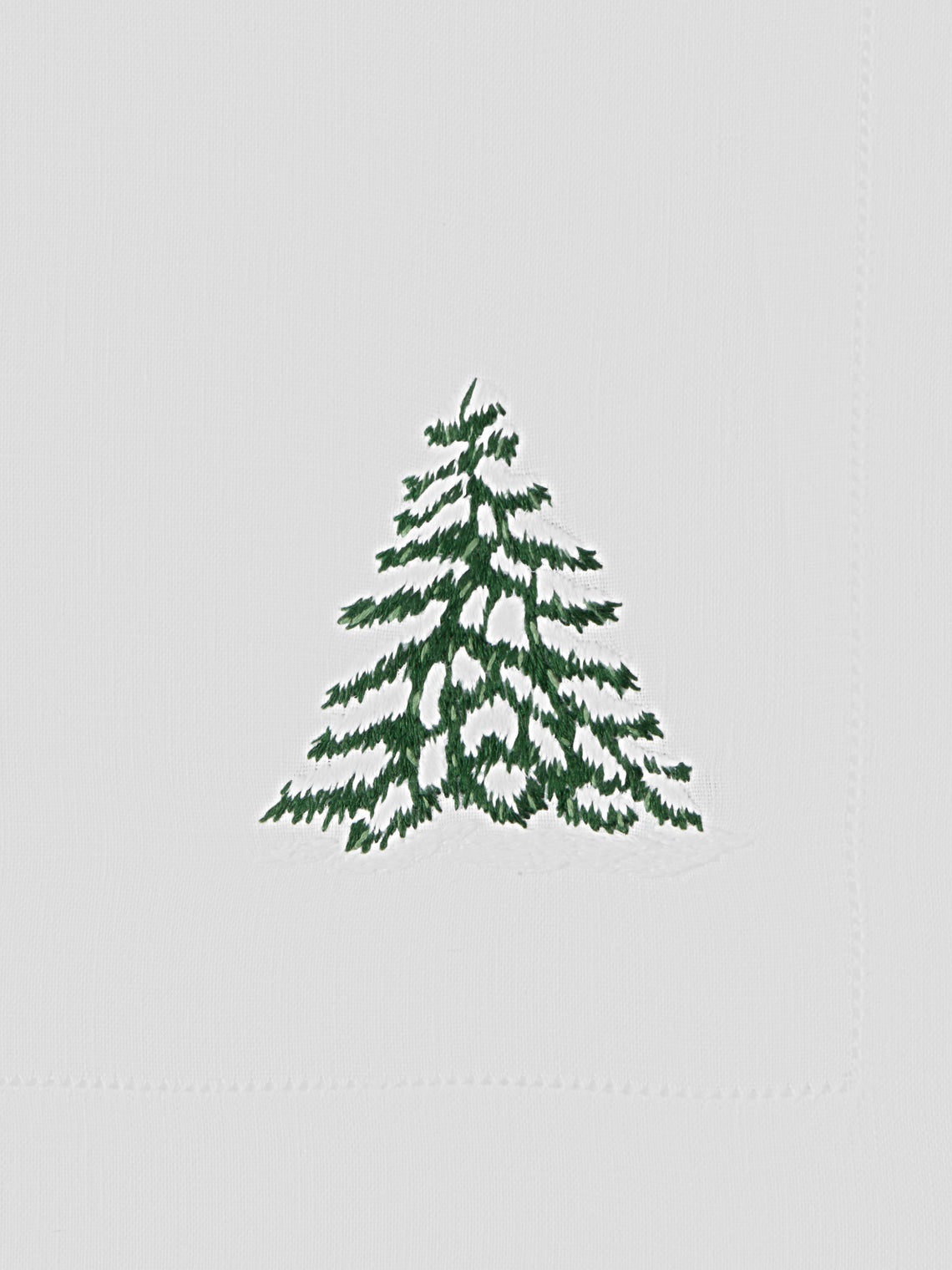 ERI Textiles - | Set of 4 | Winter Forest Hand-Embroidered Linen Napkins - White - ABASK