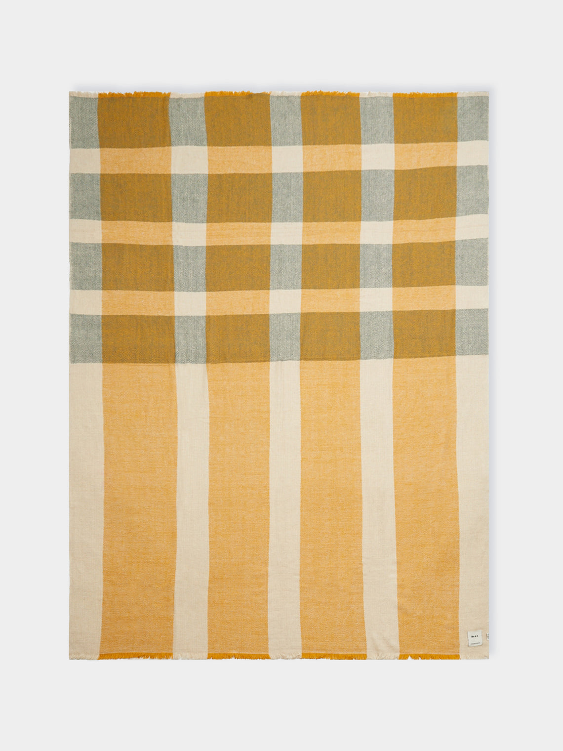 Me & K - Cashmere Tartan Bed Blanket (106in/2.7m) - Yellow - ABASK - 
