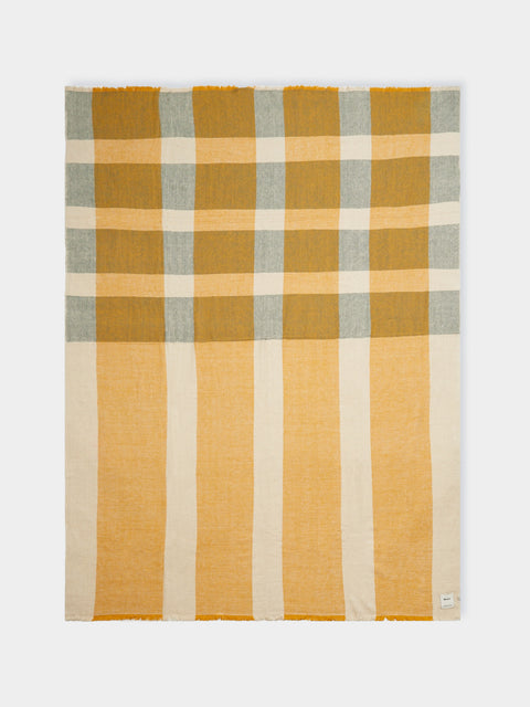 Me & K - Cashmere Tartan Bed Blanket (106in/2.7m) - Yellow - ABASK - 