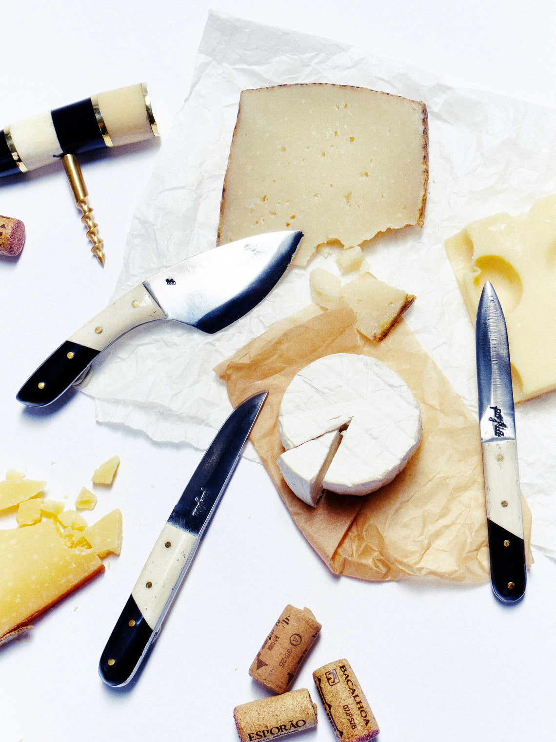 Poglia - | Set of 3 | Horn and Bone Cheese Knives - Black - ABASK