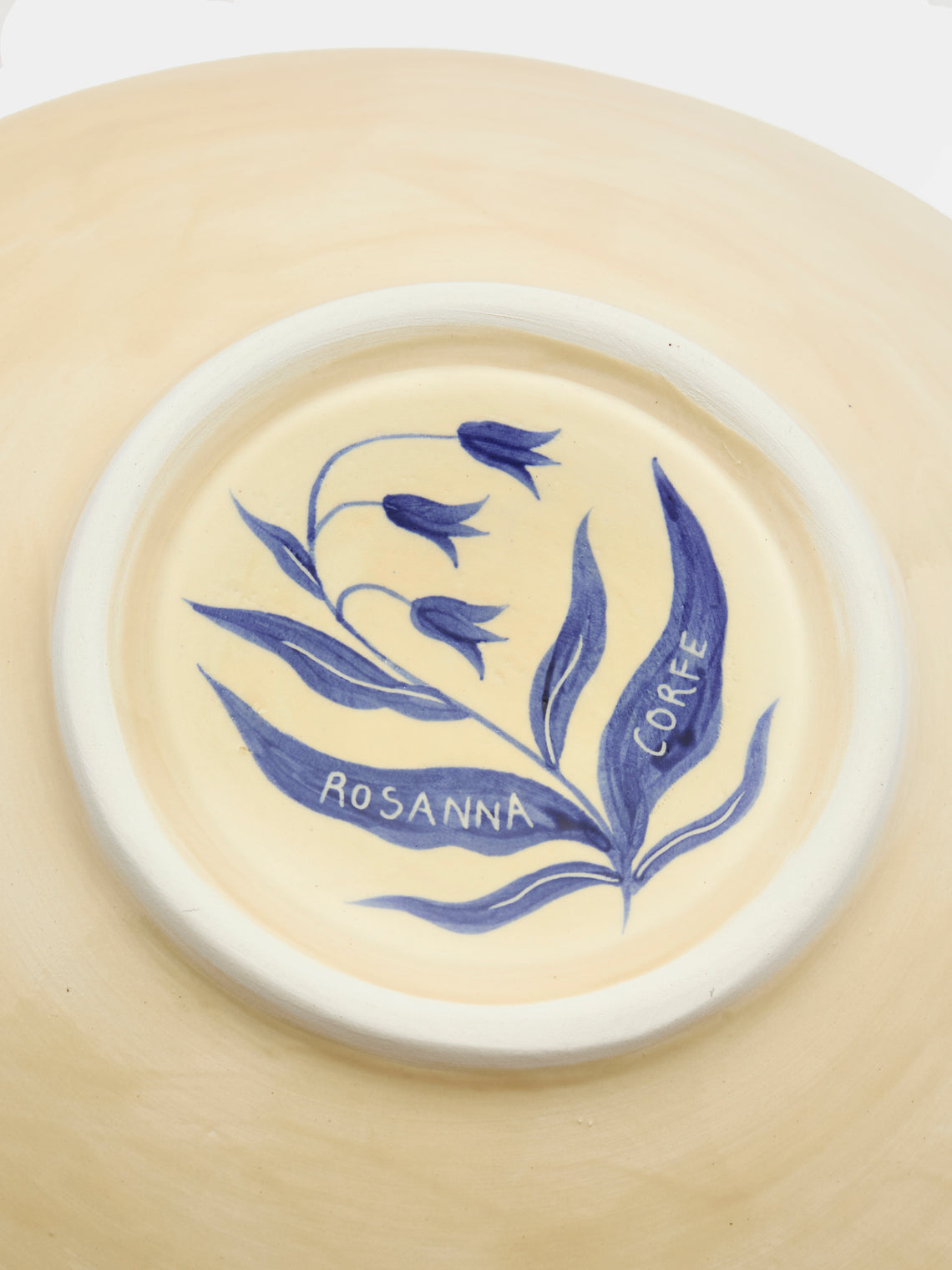 Rosanna Corfe - Birds and Bluebells Hand-Painted Ceramic Flared Bowl - Cream - ABASK