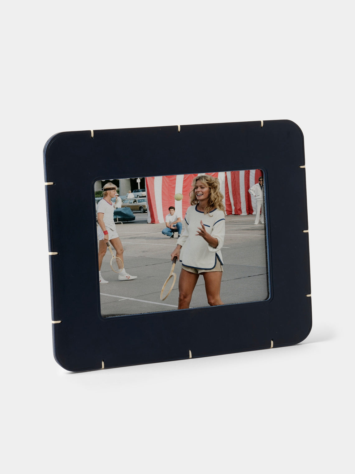 Otzi Studio - Billet Leather & Wood Photo Frame Landscape (7x5 inch Photo) - Blue - ABASK - 