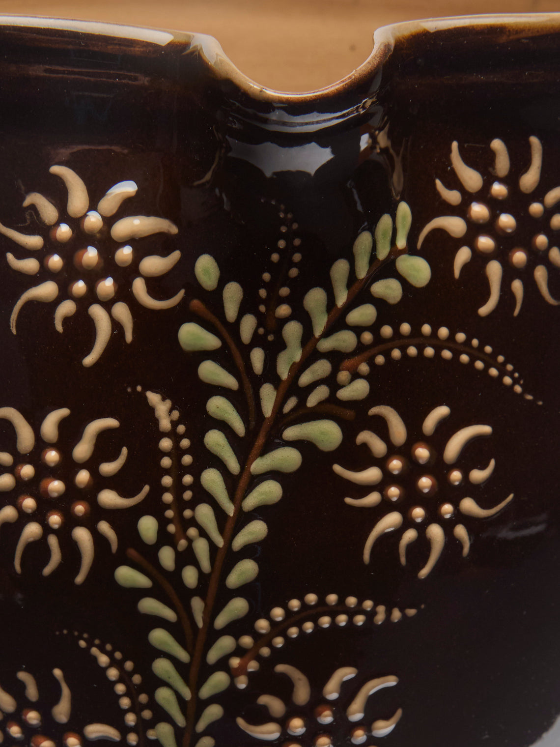 Poterie d’Évires - Flowers Hand-Painted Ceramic Jug (70.5oz/2L) - Dark brown - ABASK