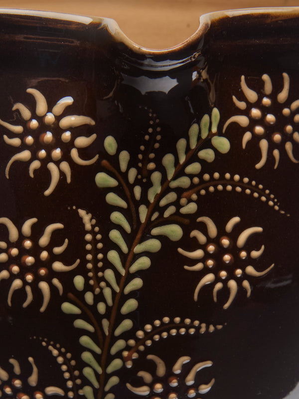 Poterie d’Évires - Flowers Hand-Painted Ceramic Jug (70.5oz/2L) - Dark brown - ABASK