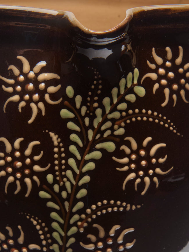 Poterie d’Évires - Flowers Hand-Painted Ceramic Jug (70.5oz/2L) - Dark brown - ABASK