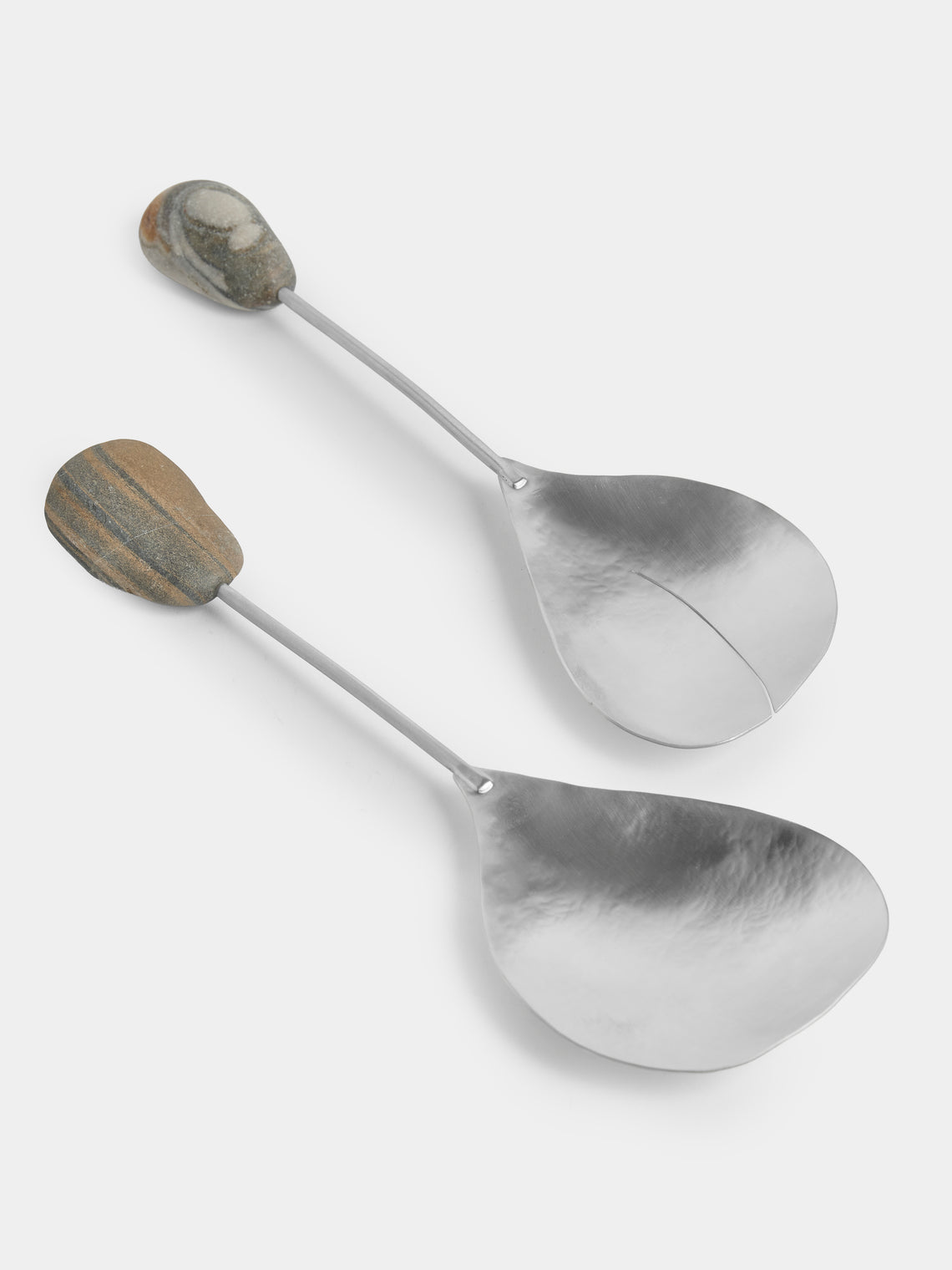 Thalia Maria Silver - Sterling Silver and Pebble Salad Servers (Set of 2) - Silver - ABASK