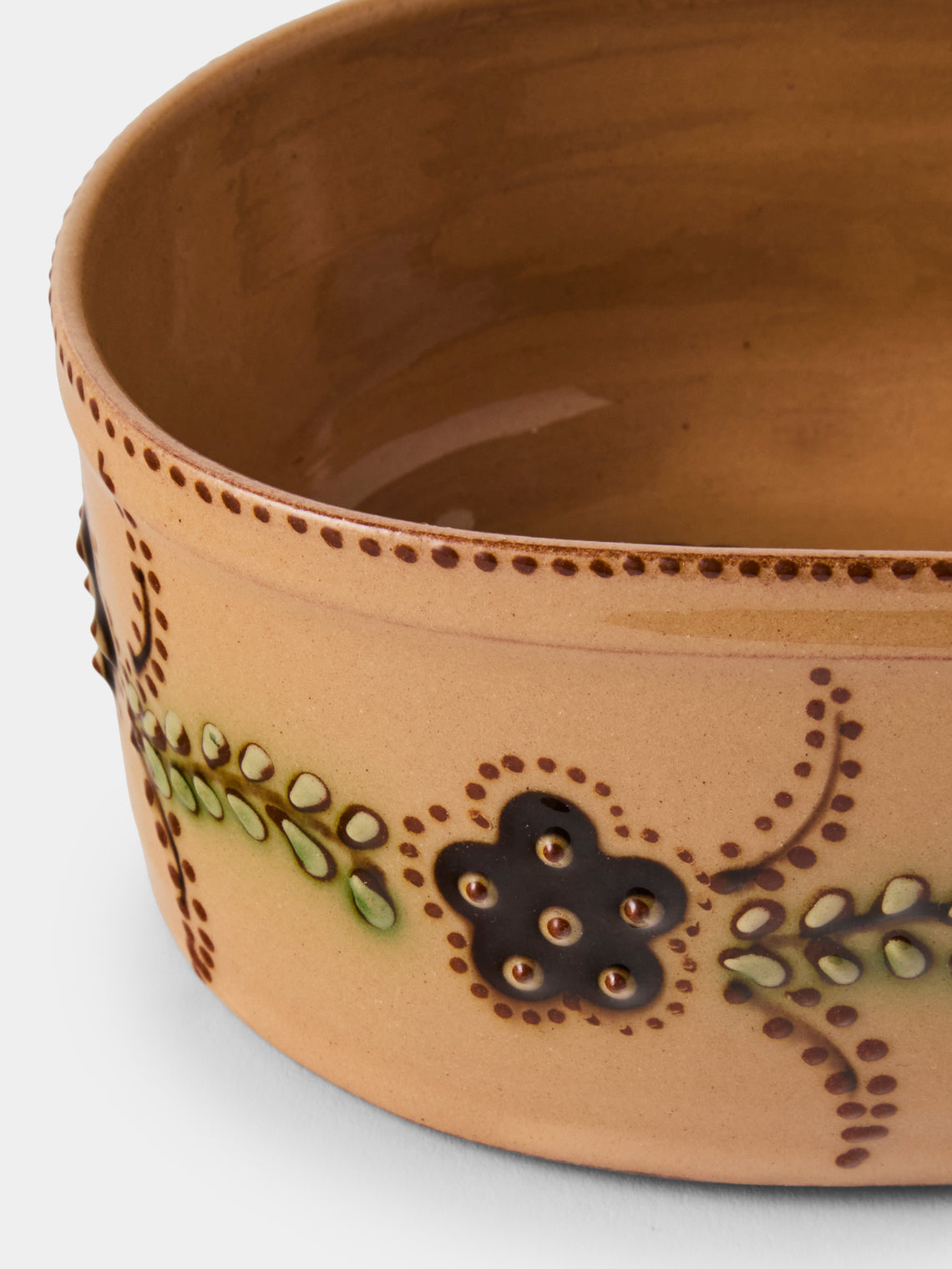 Poterie d’Évires - Flowers Hand-Painted Ceramic Mini Oval Dish - Cream - ABASK