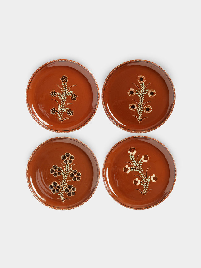 Poterie d’Évires - Flowers Hand-Painted Ceramic Dinner Plates (Set of 4) -  - ABASK - 