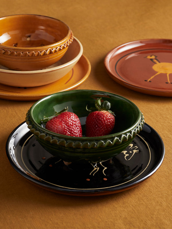 Poterie de Cliousclat - Hand-Glazed Slipware Berry Bowl - Green - ABASK