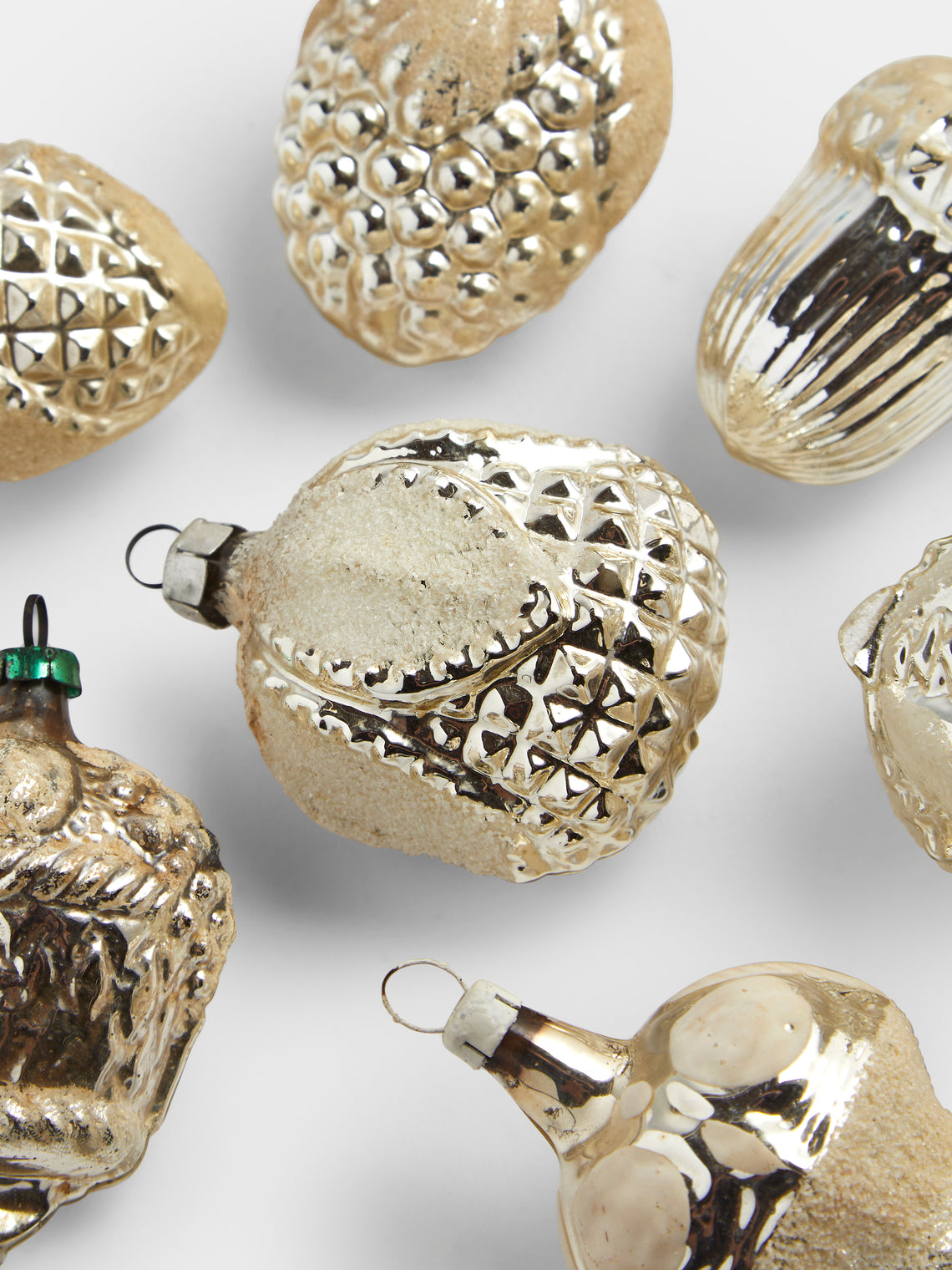 Antique and Vintage - Early-20th-Century Desserts Glass Baubles (Set of 12) - Silver - ABASK