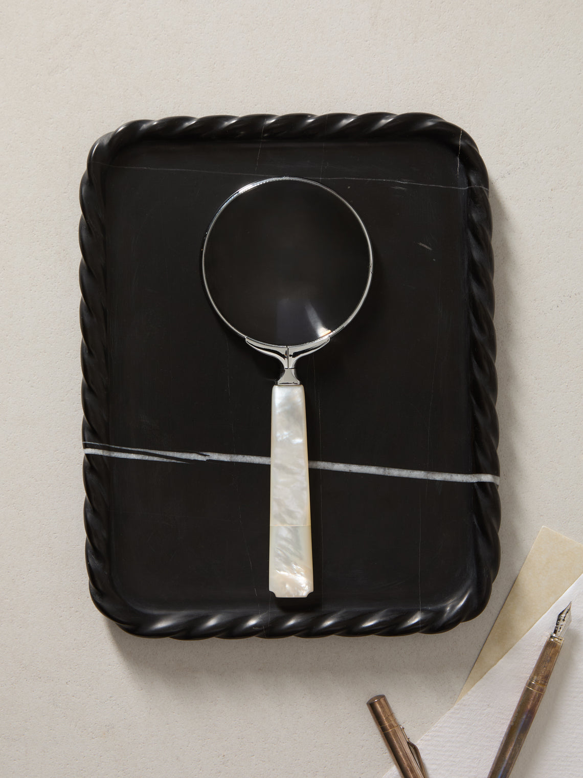 Anastasio Home - Juliet Marble Tray (9.5in/24cm) - Black - ABASK