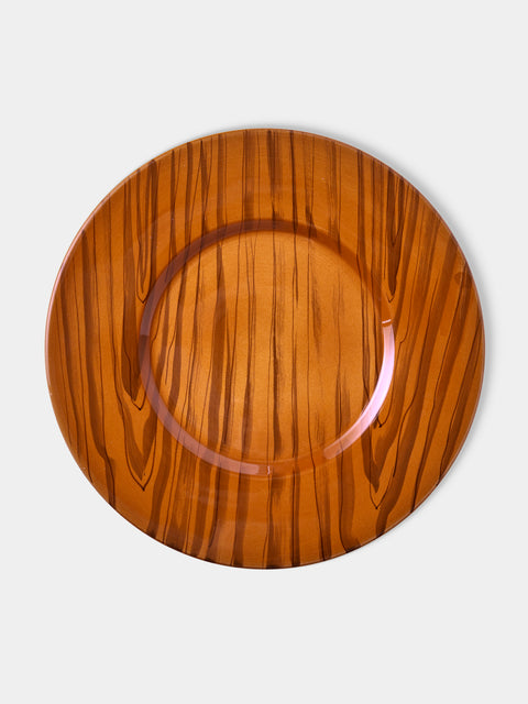 Este Ceramiche - Faux Bois Ceramic Charger Plates – 12.5in/32cm (Set of 4) - Brown - ABASK - 